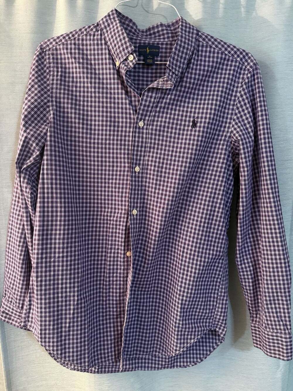 Ralph Lauren Long Sleeve Button Down Shirt Size XL (18-20) Purple Check